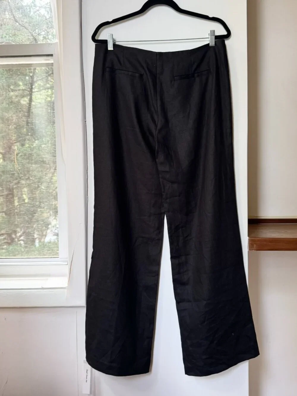 NWT Reformation Vida Linen Low-Rise Pants Black 8